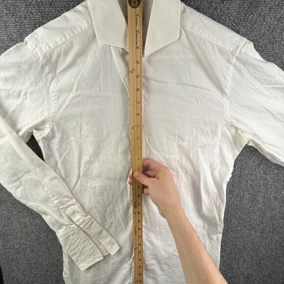 Massimo Dutti White Long Sleeve Button Up Shirt Cutaway Size 15.5 French Cuff - Picture 2 of 16